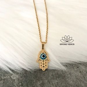 Hamsa Evil Eye Stainless Steel Necklace